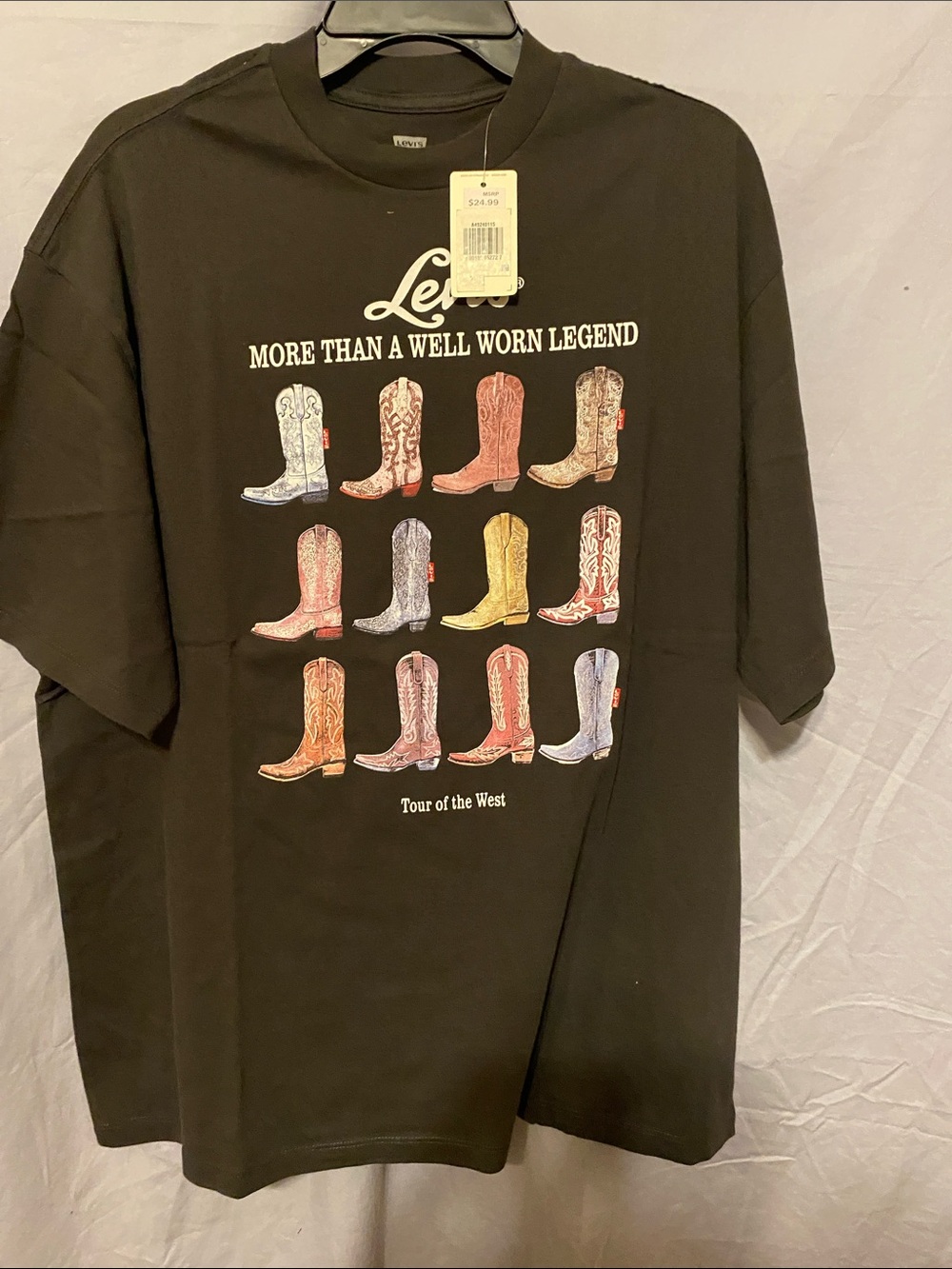 Levi's Black Tee with Multicolor Western Boot Graphic